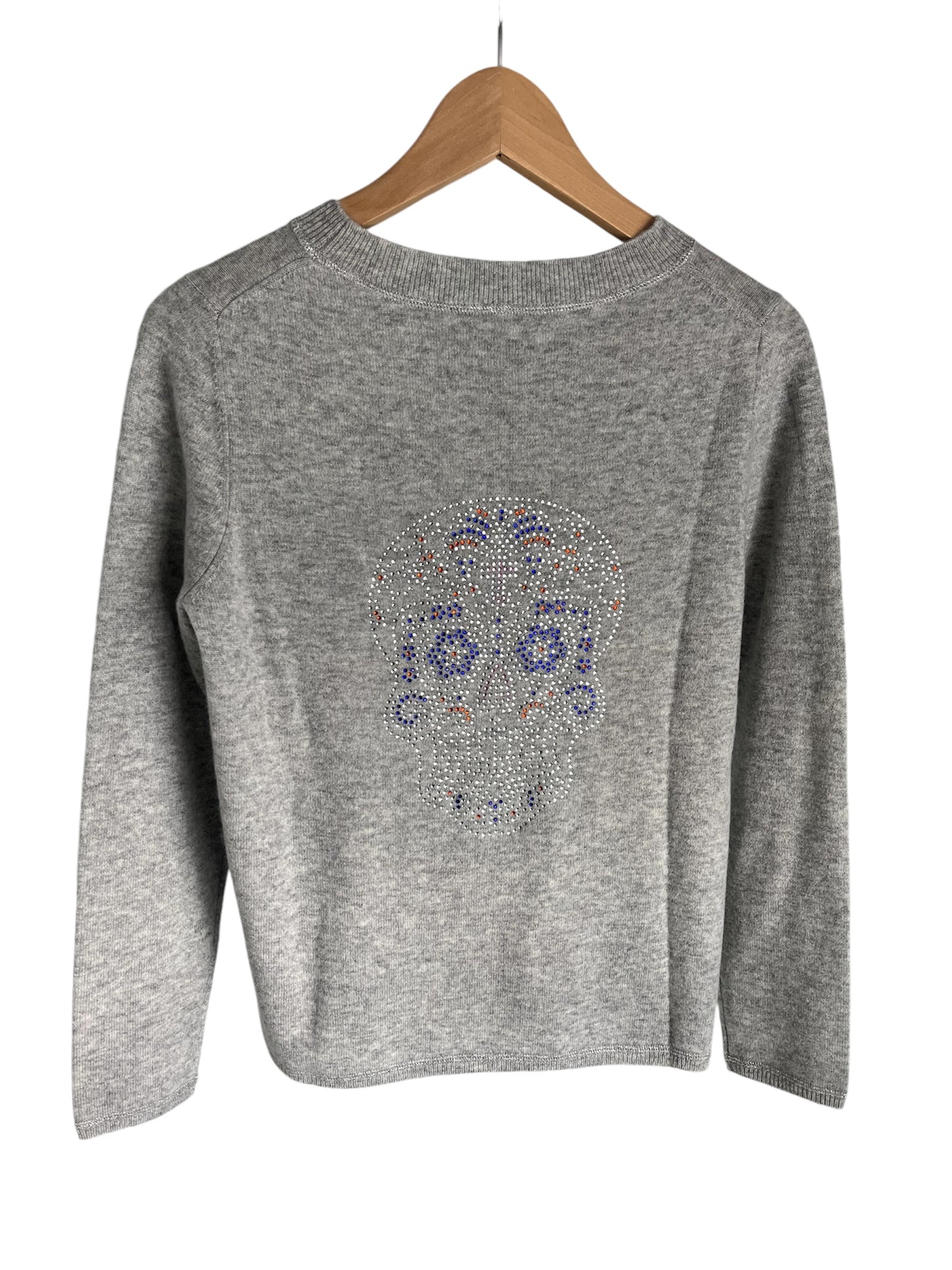 ONLY ONE LEFT - Grey boxy crew neck with "Day of the Dead" diamante back