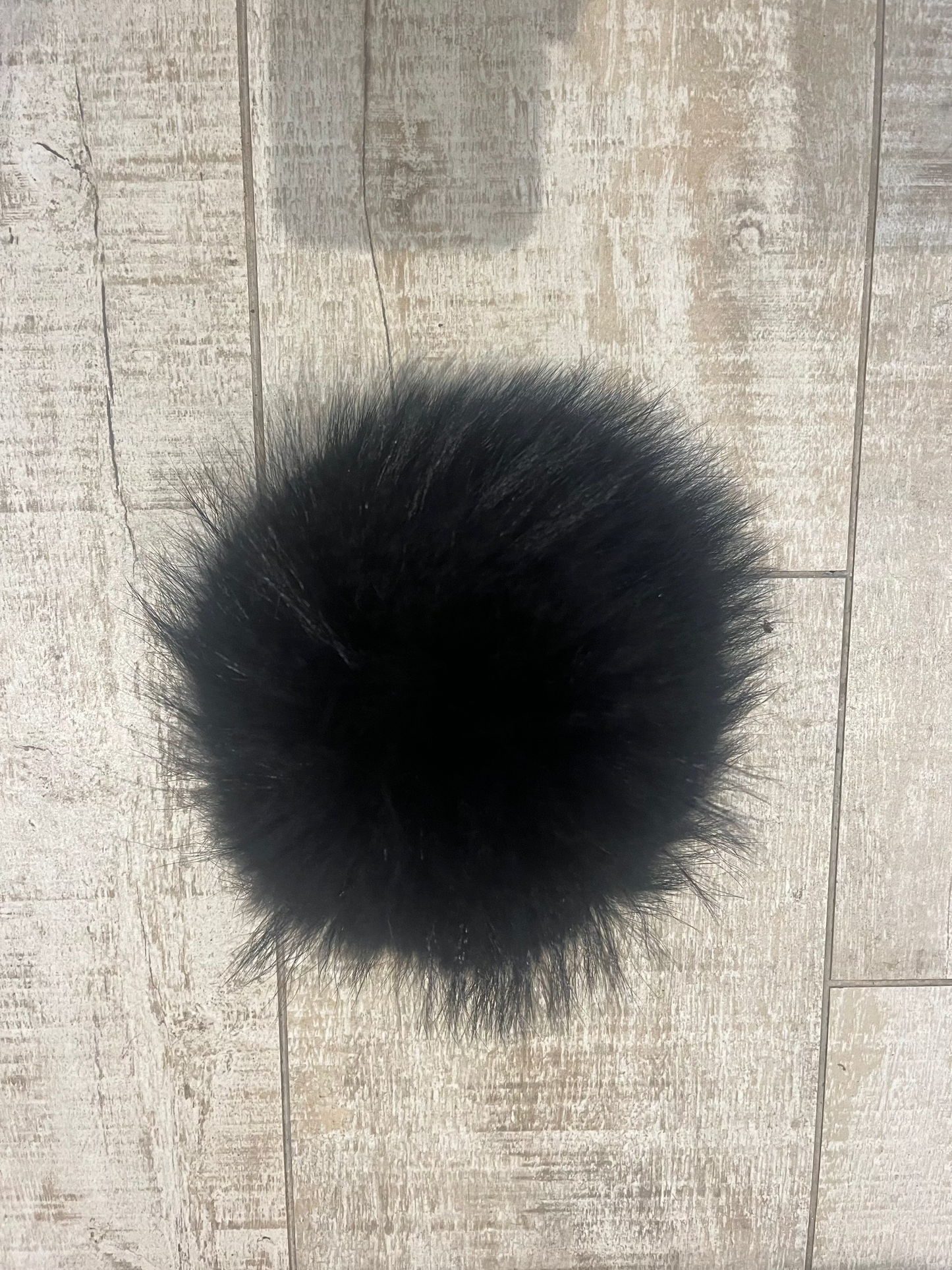 Grey cashmere plain knit beanie with fur pom